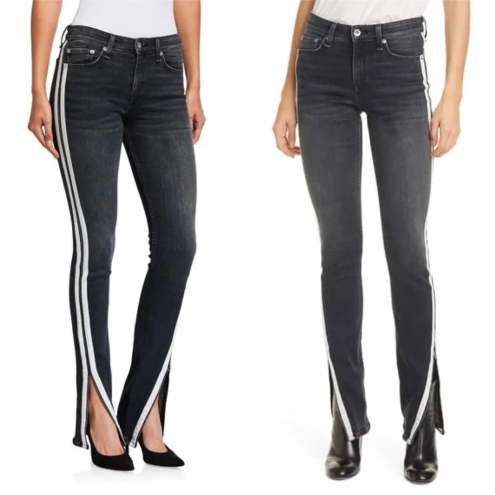 RAG & BONE Cate Mid Rise Flare Jeans NWT gray stripe women’s size 27 - Picture 9 of 9
